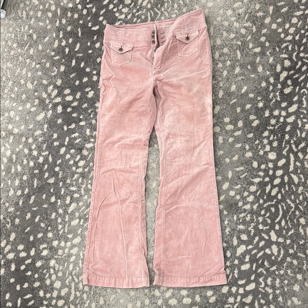 Pilcro and the Letterpress Pink Flare Wide Leg Jeans